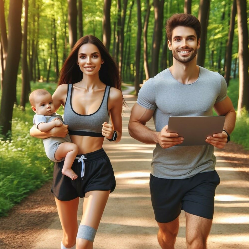 Couple jogging for balance