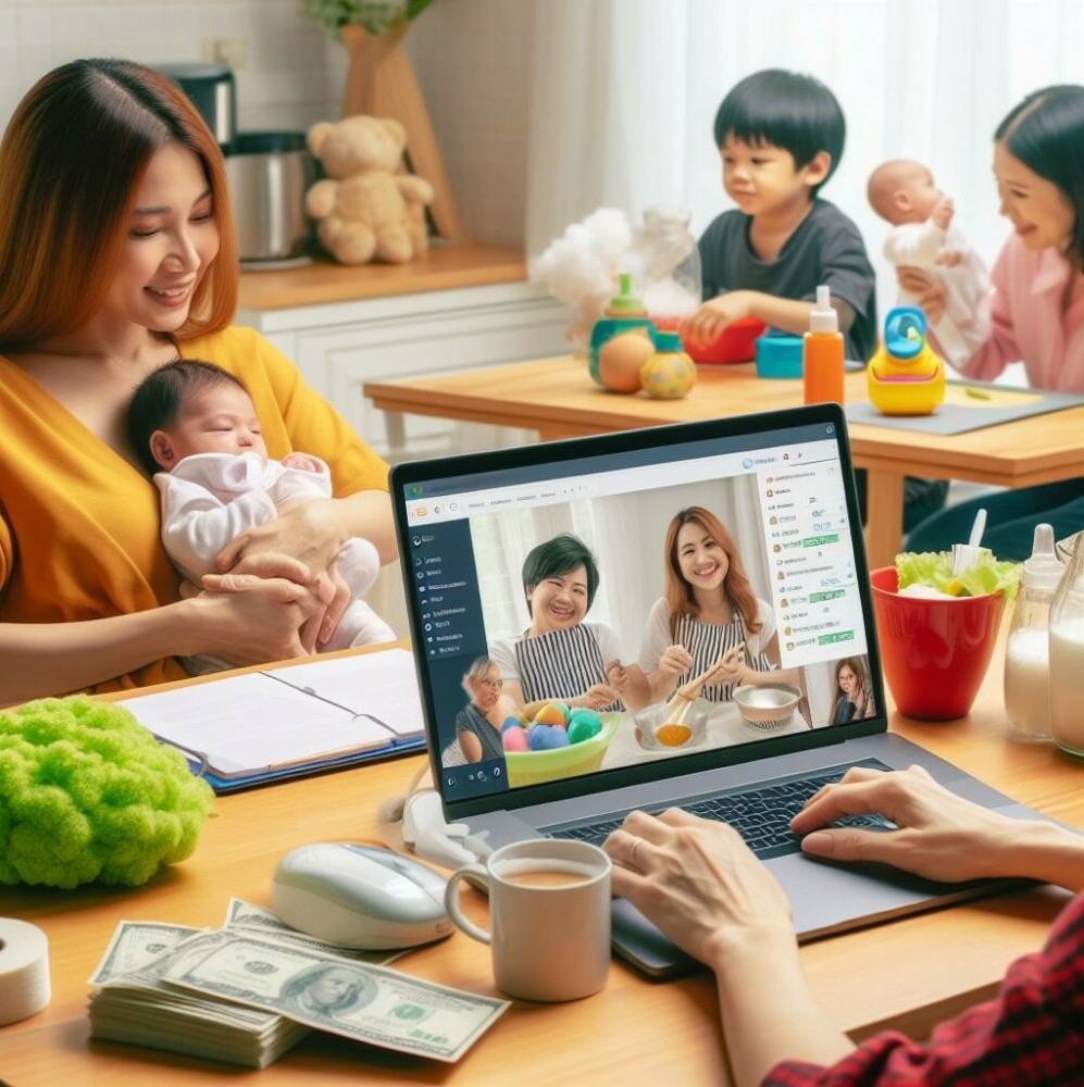 mother making money online